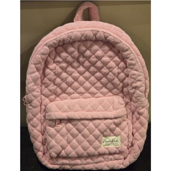 Moon Nude Candy Pink Terry Quilted Backpack 11" x 16" x 5" - Picture 1 of 8